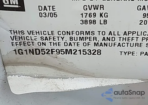 2005 Chevrolet Classic from USA, damaged, VIN 1G1ND52F95M215328